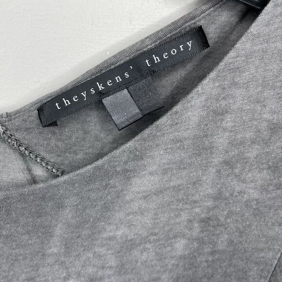 THEYSKENS THEORY Womens Gray Distressed Layered Top 100% Cotton Sz Small S - Picture 7 of 9